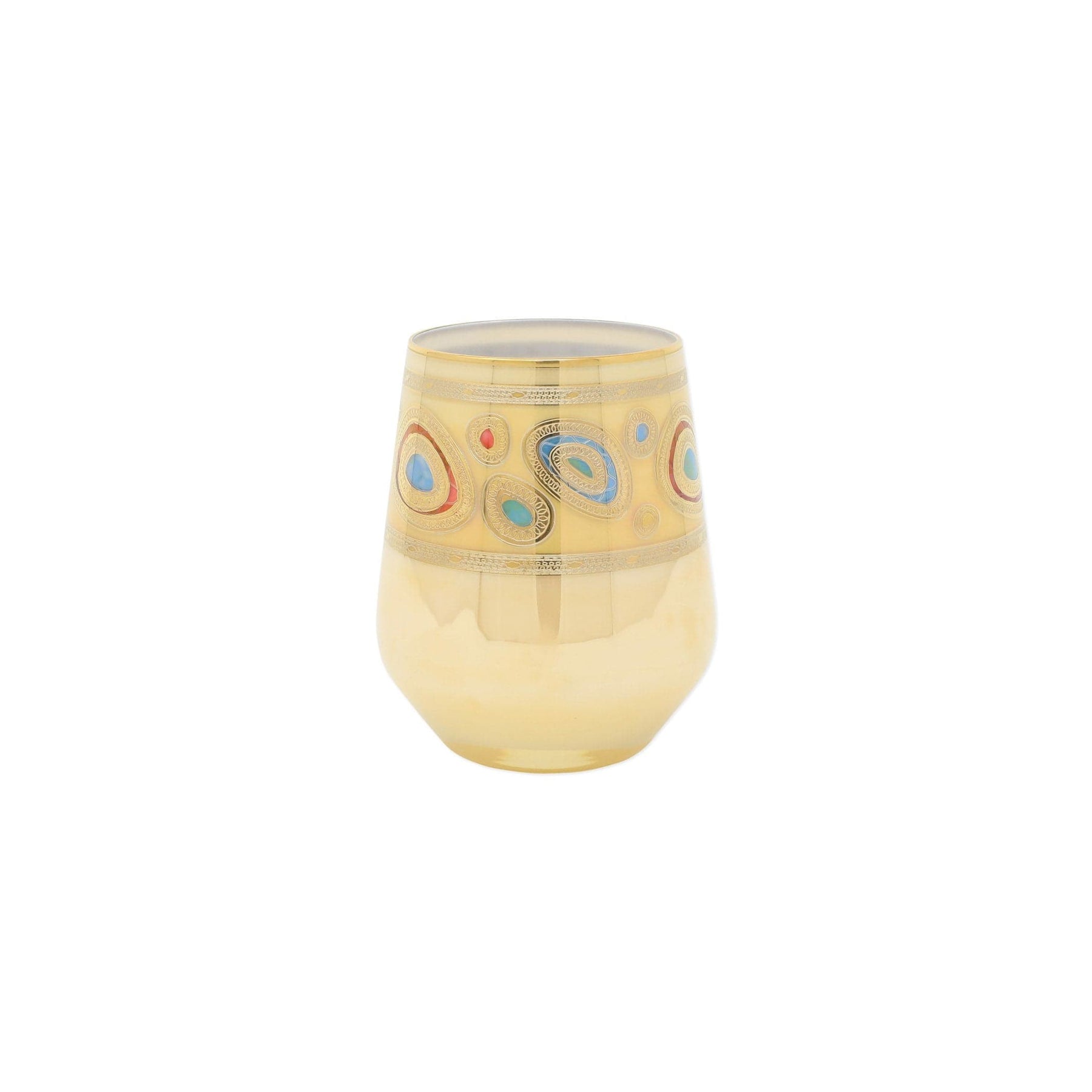 Vietri Regalia Stemless Wine Glass, Cream