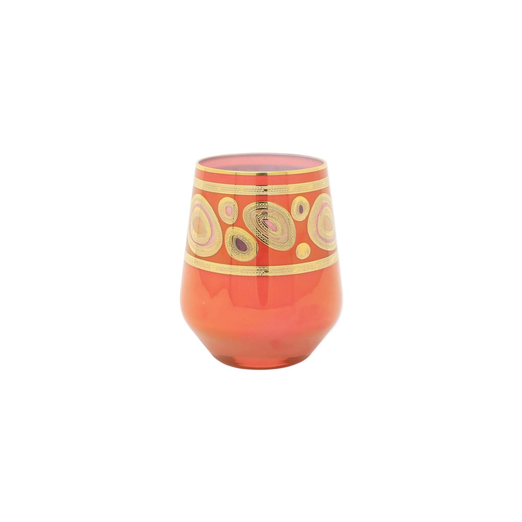 Vietri Regalia Stemless Wine Glass, Orange