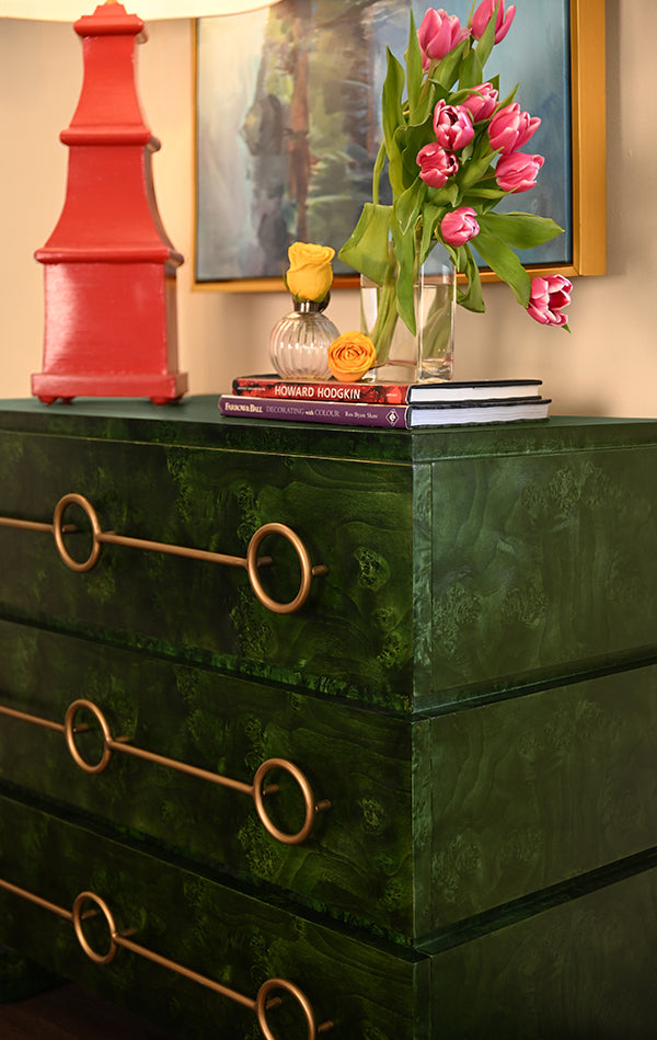 Worlds Away Roderick Chest, Emerald Burl Wood