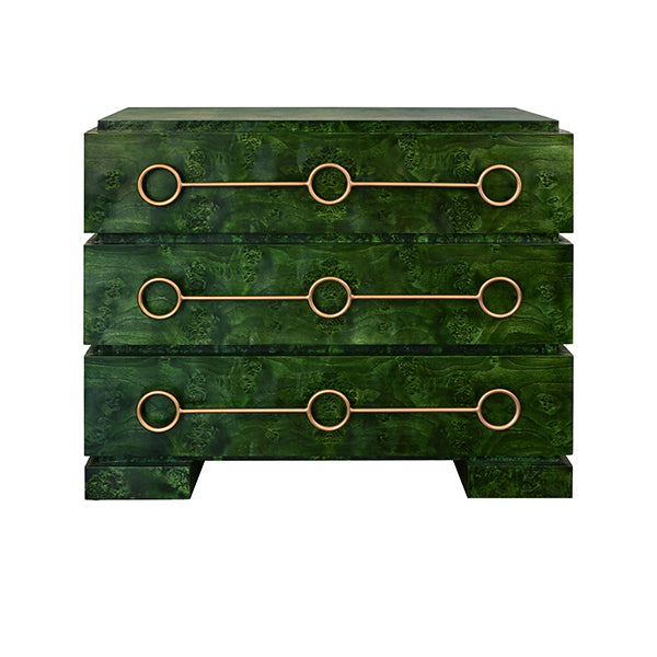 Worlds Away Roderick Chest, Emerald Burl Wood
