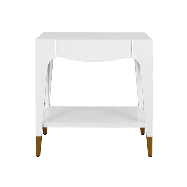 Worlds Away Ronny Side Table, White
