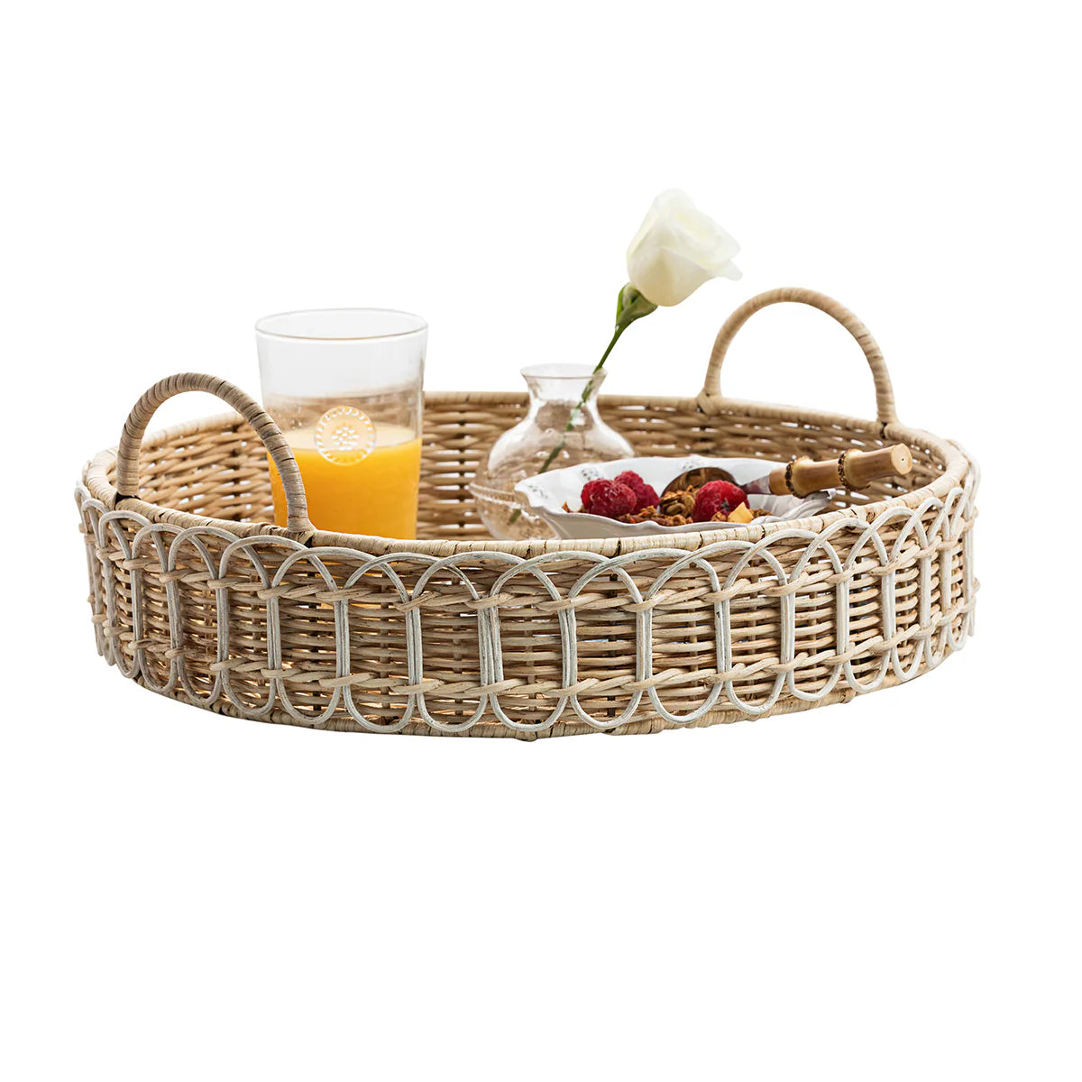 Juliska Provence Rattan 16" Circle Tray, Whitewash