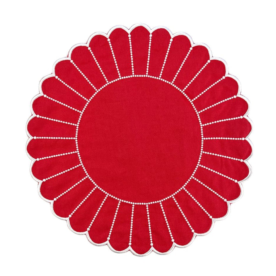 Pippa Placemat, Red & White, Set of 4