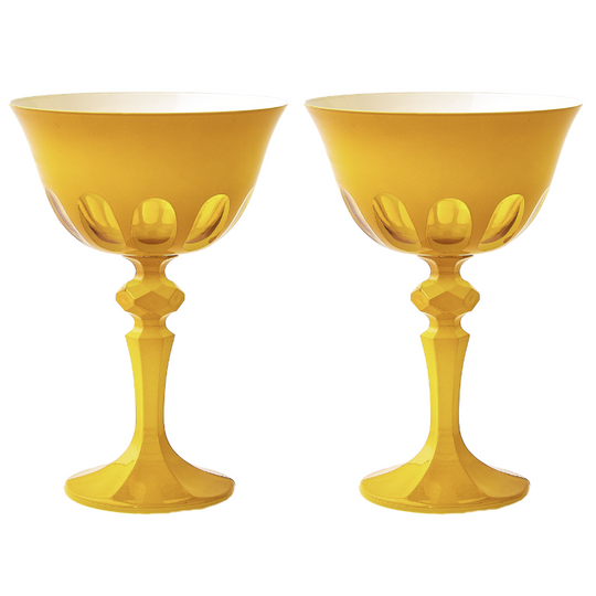 Rialto Glass Coupe, Saffron,  Set of 2