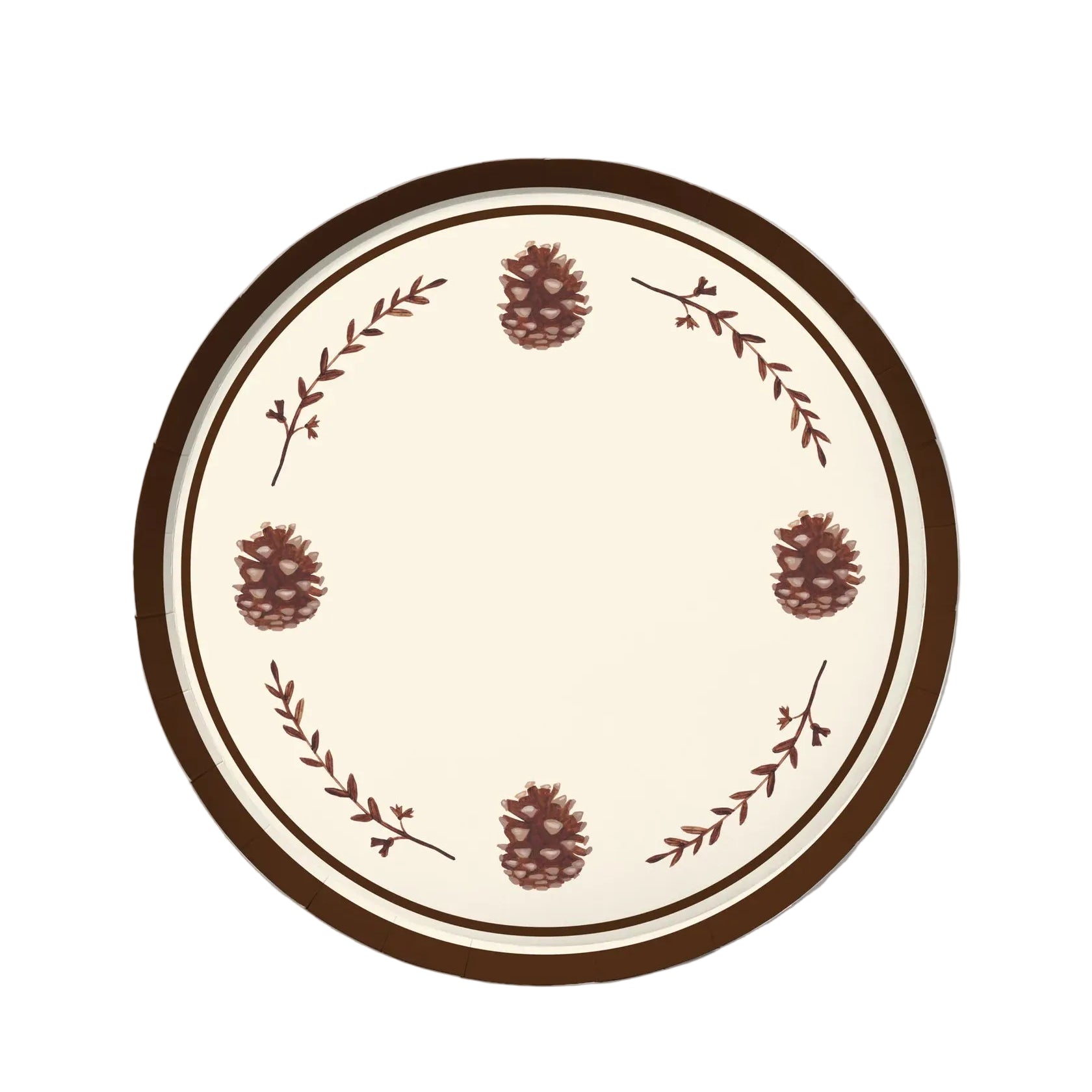 Grove Dinner Paper Plate Set, Pinecone