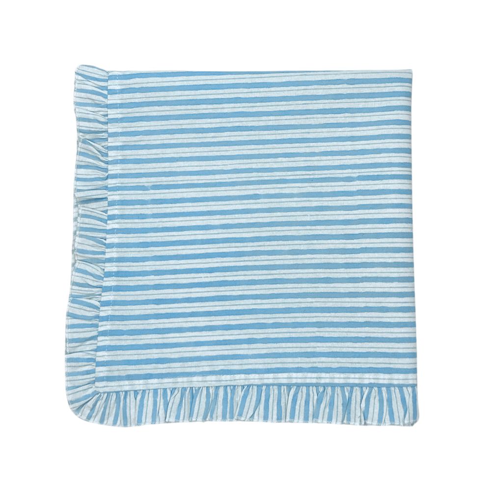 Blue Stripes with Ruffle Napkins, Set of 4