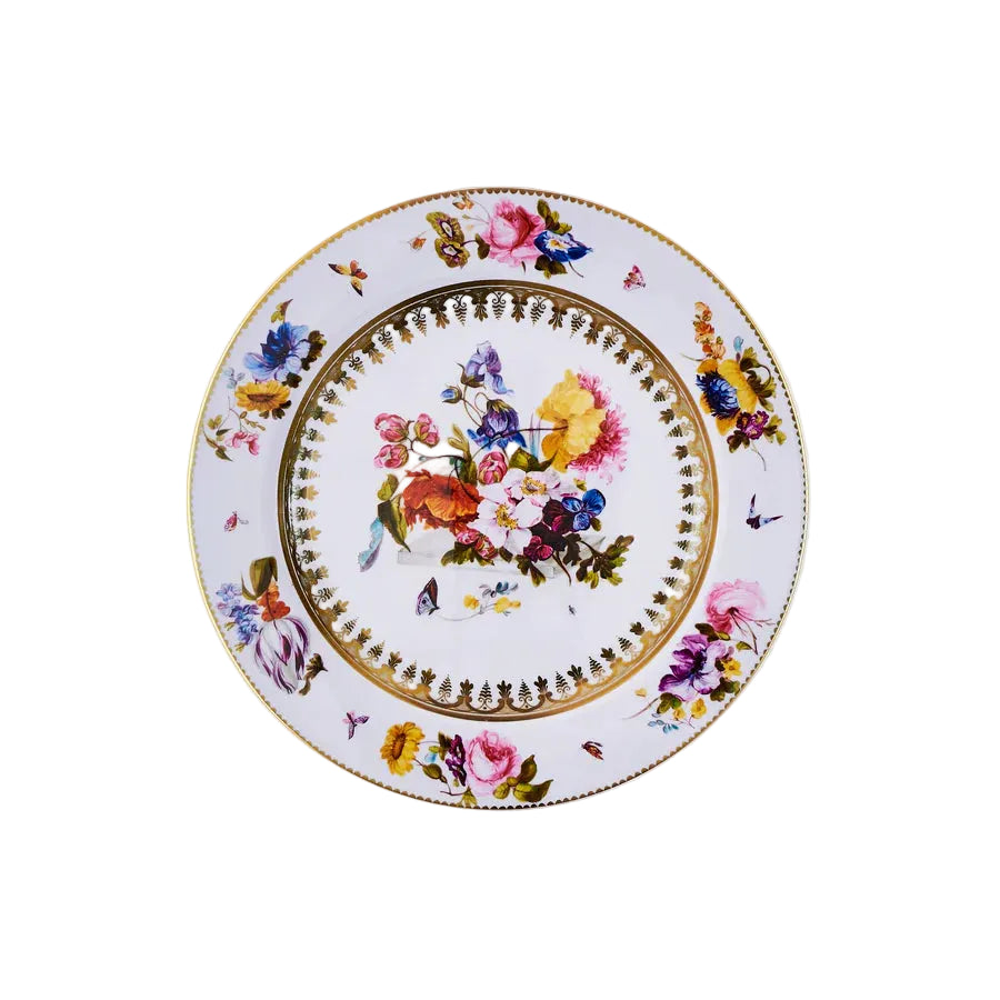 White Floral Tin Plate, 10"