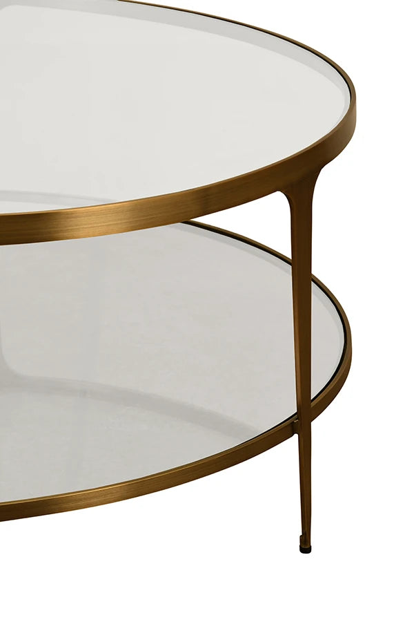 Worlds Away Stacey Coffee Table, Antique Brass