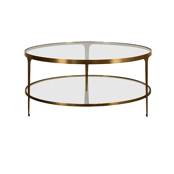 Worlds Away Stacey Coffee Table, Antique Brass
