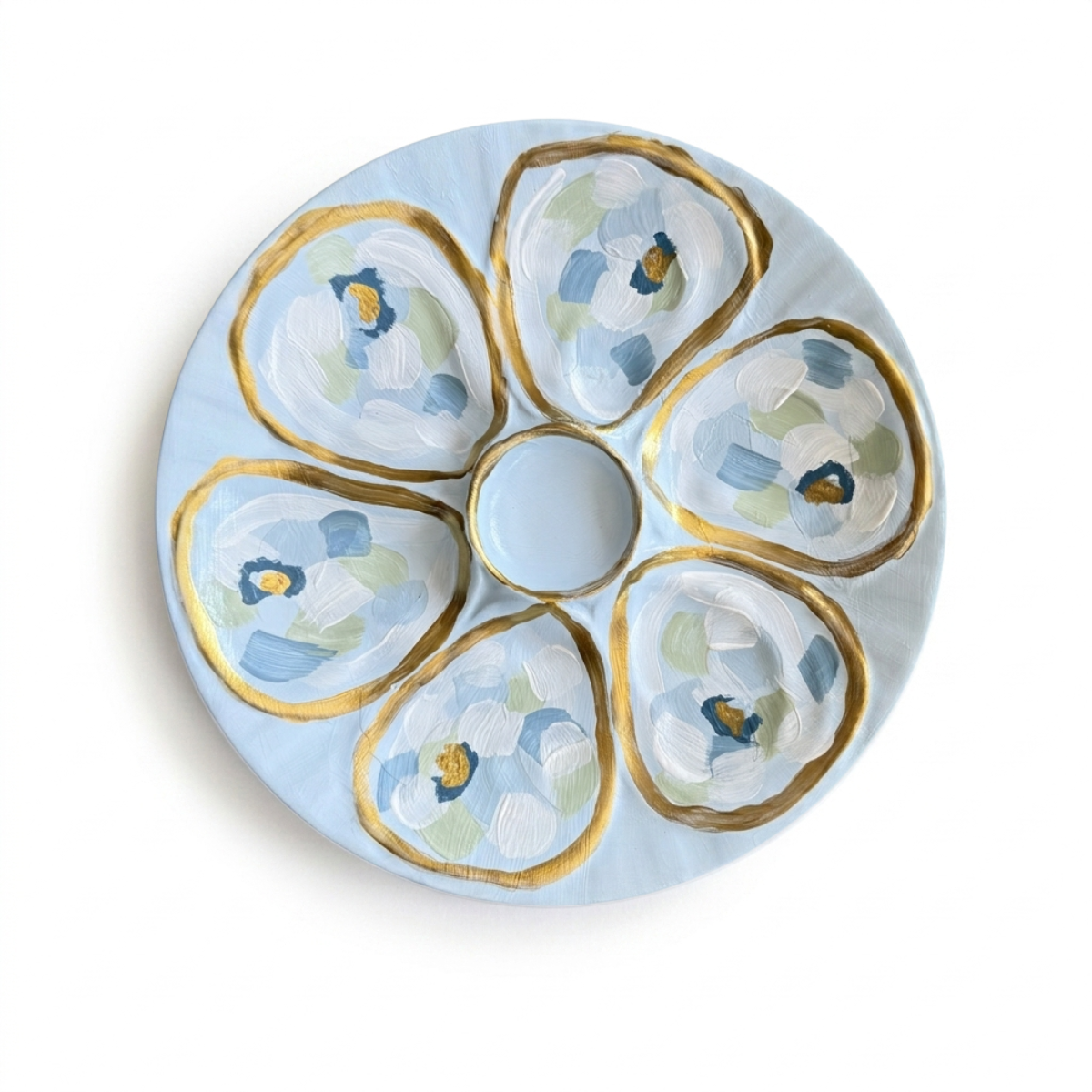 Sarah's Hand Painted Oyster Plate, Powder
