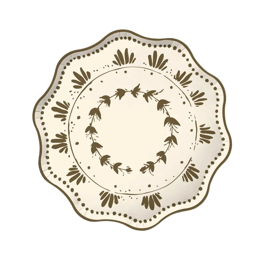 Plume Dinner Paper Plate Set, Cypress