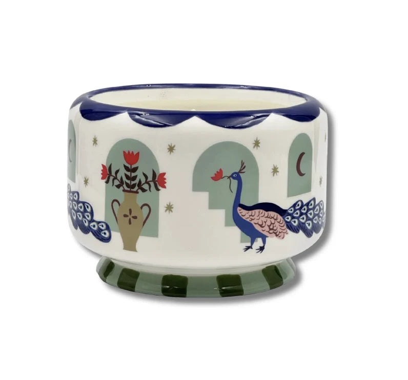 Large Misted Lime Peacock Candle, 24oz