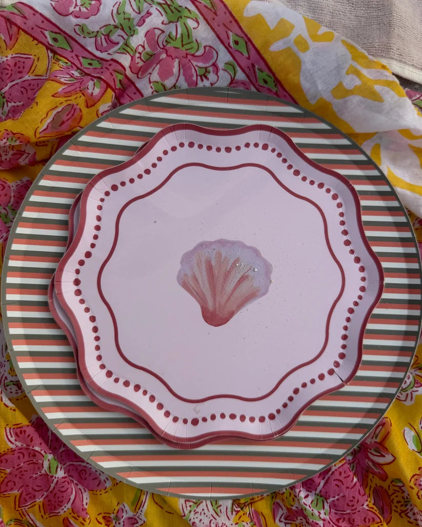 Sirena Duet Hors d'Oeuvres Paper Plate Set, Opaline