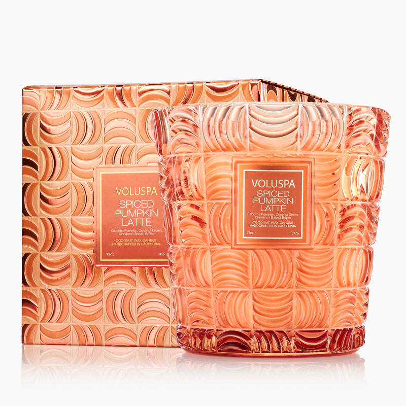 Voluspa Spiced Pumpkin Latte 3 Wick Hearth Candle