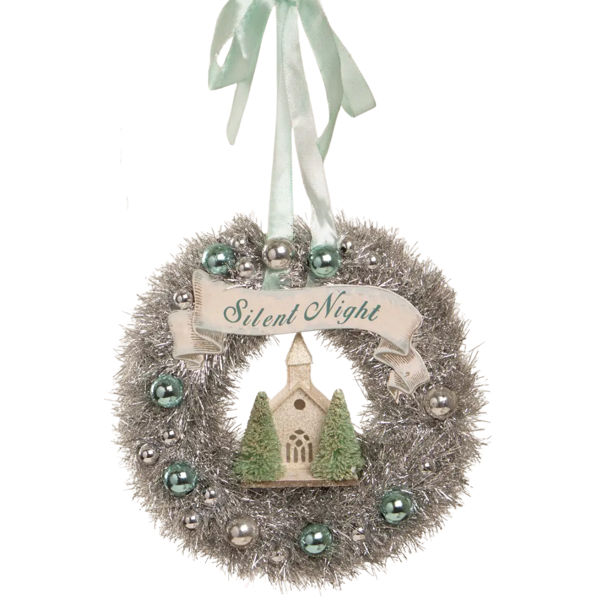Silent Night Tinsel Wreath Ornament