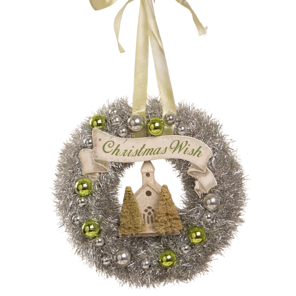 Christmas Wish Tinsel Wreath Ornament