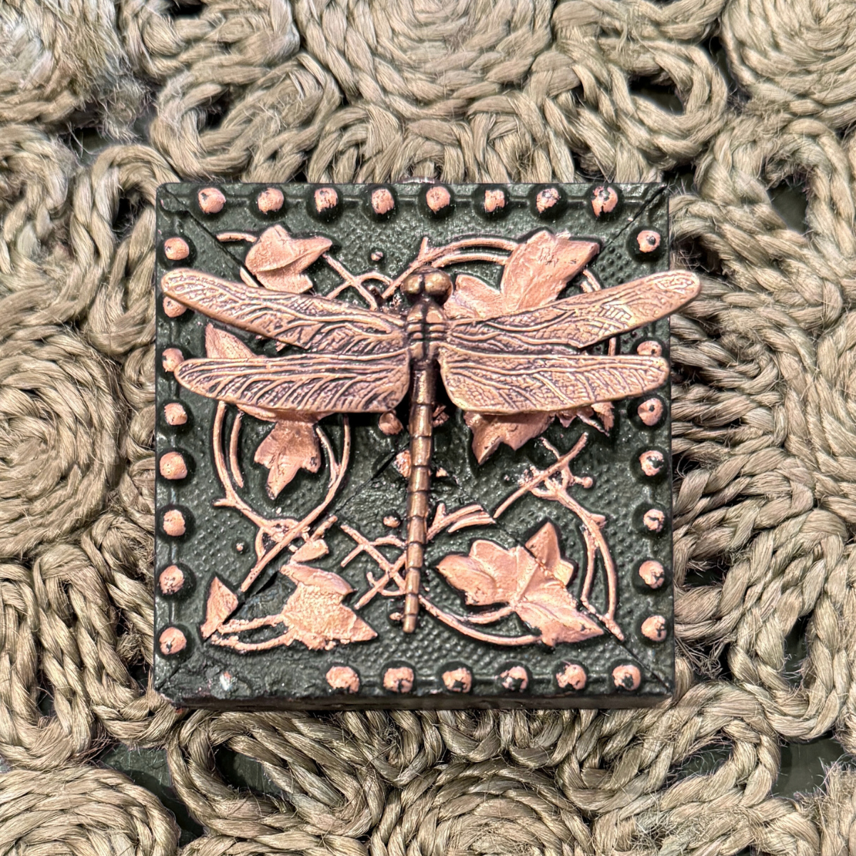 Museum Bee, Painted Frame with Dragonfly