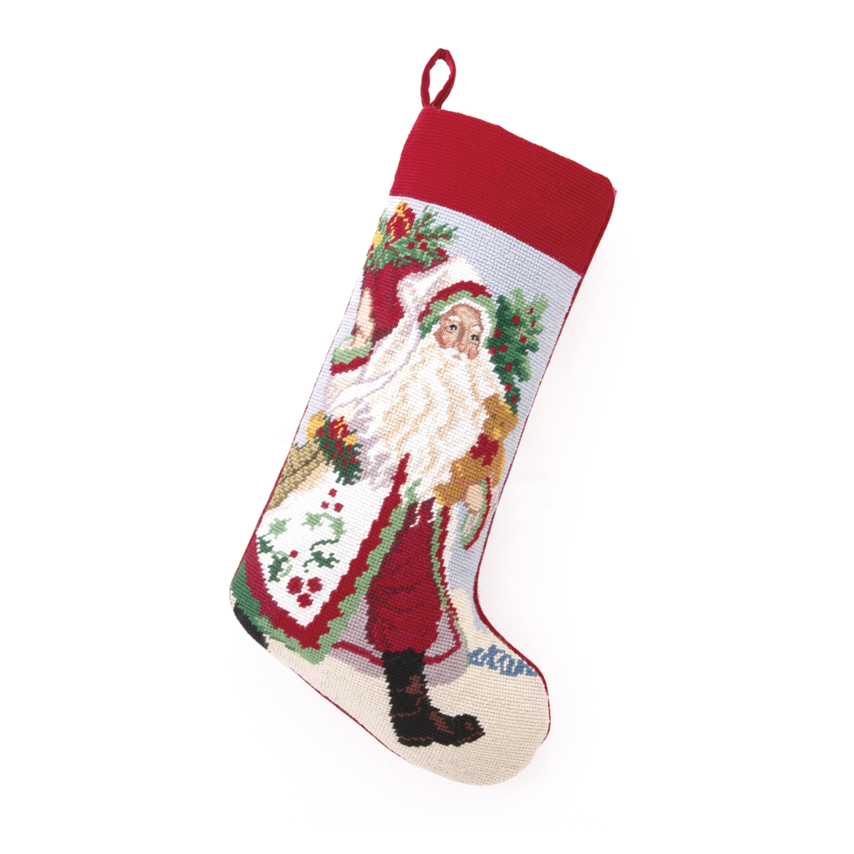Strolling Santa Needlepoint Stocking