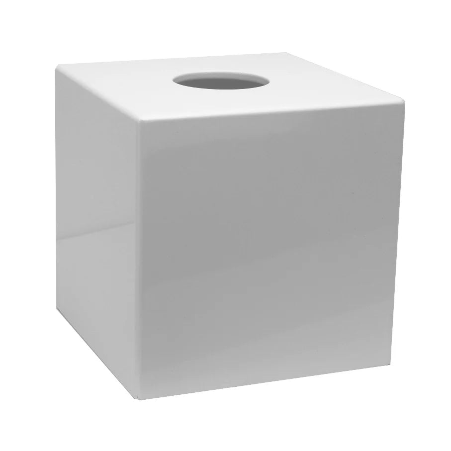 Addison Ross Square Tissue Box, White