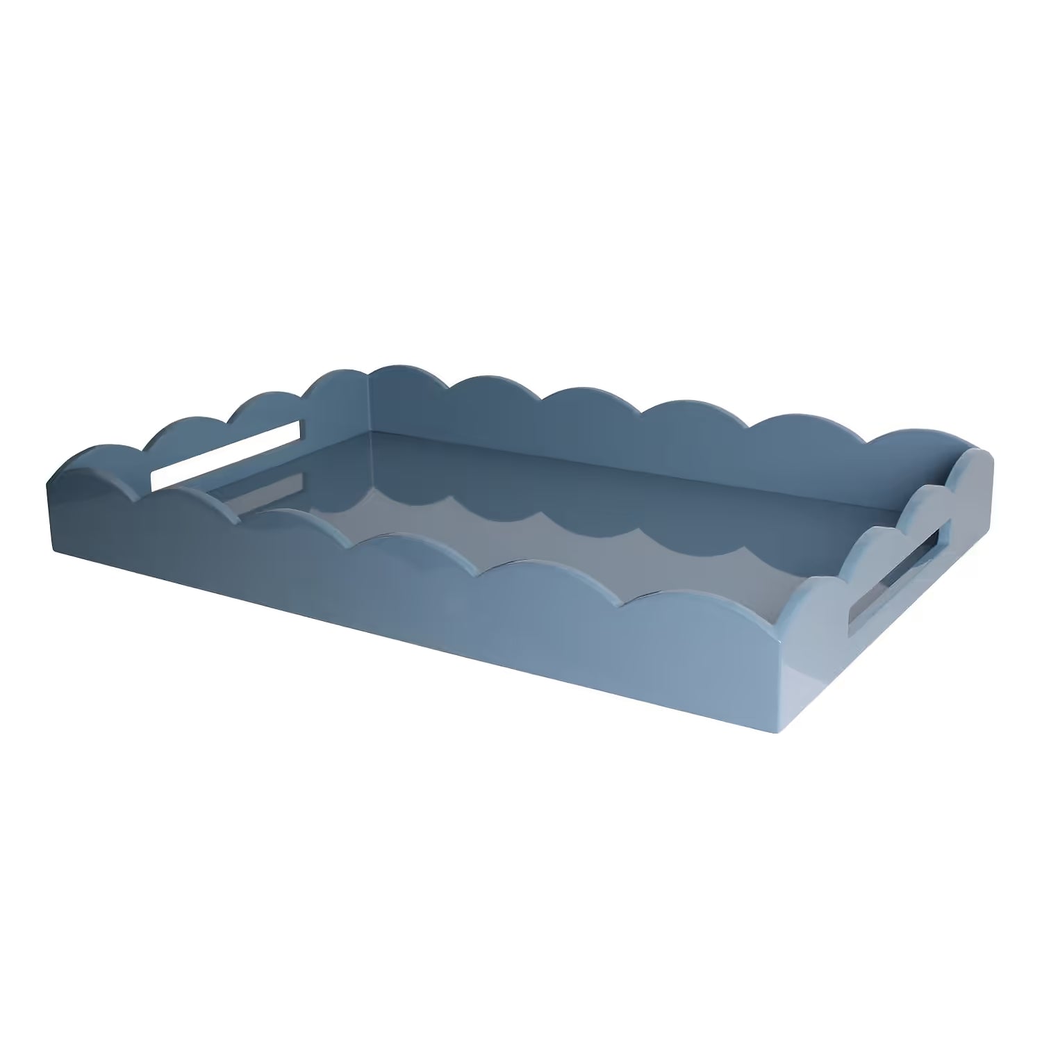 Addison Ross Large Lacquered Scallop Ottoman Tray, Chambray Blue