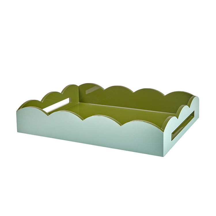 Addison Ross Medium Lacquer Tray, Eau de Nil & Khaki