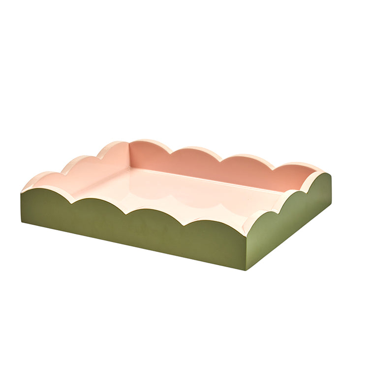 Addison Ross Small Lacquer Tray, Khaki & Pink