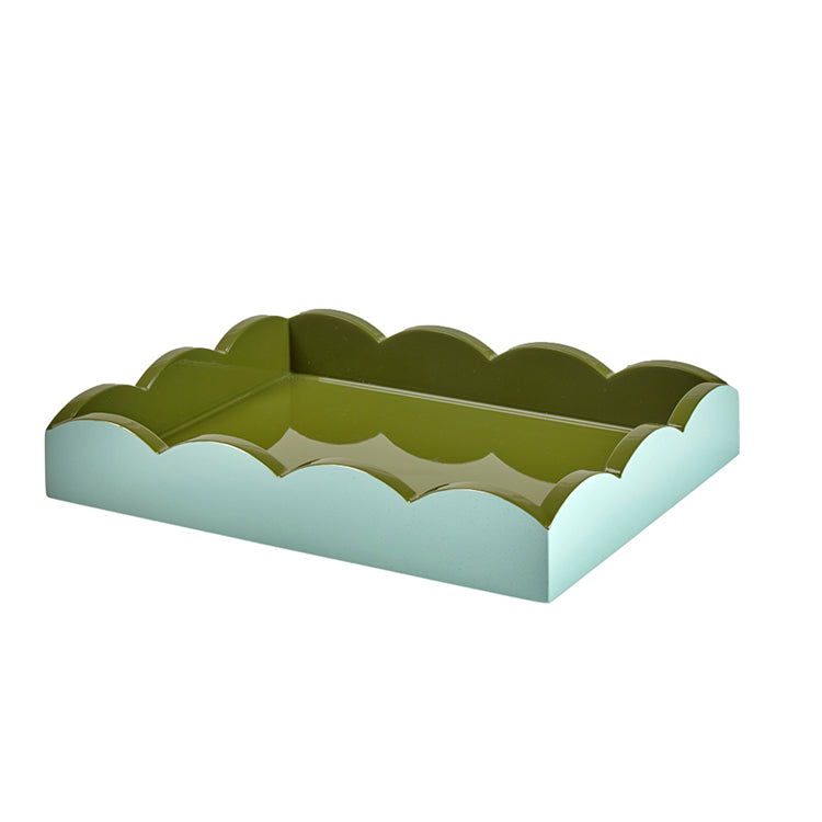 Addison Ross Small Lacquer Tray, Eau de Nil & Khaki