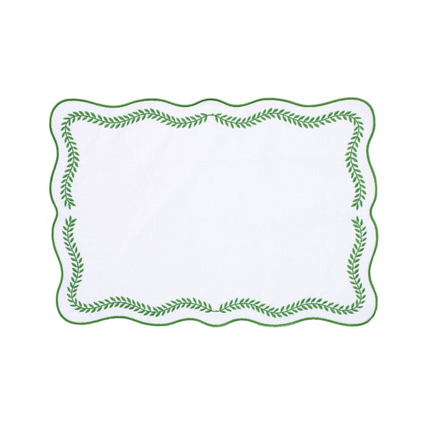 Vietri Tessuti White & Green Placemats, Set of 4