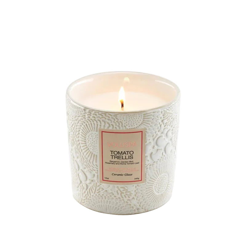 Voluspa Tomato Trellis Ceramic Luxe Classic Candle