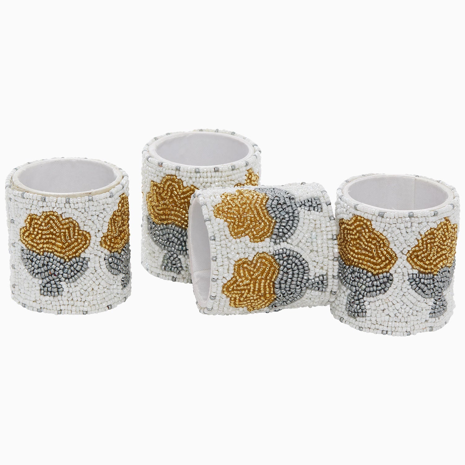 John Robshaw Nand Metallic Beaded Napkin Rings, Set of 4