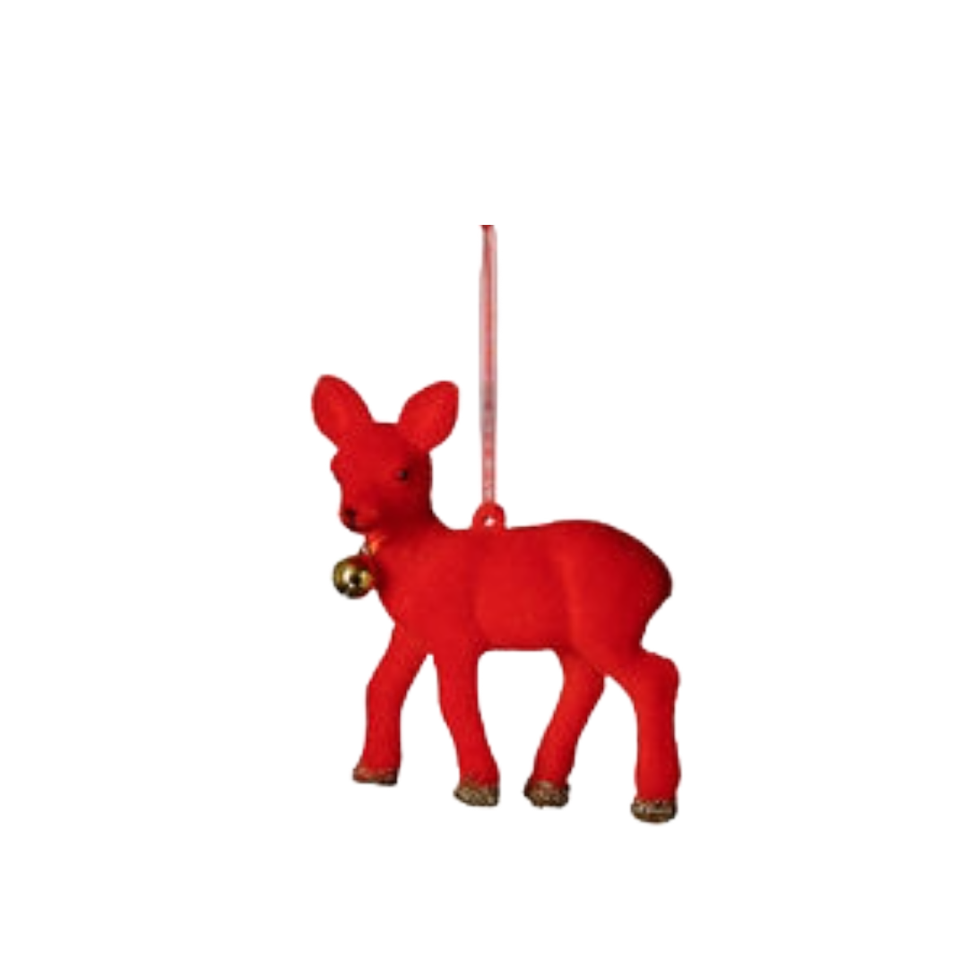 Flocked Deer Ornament