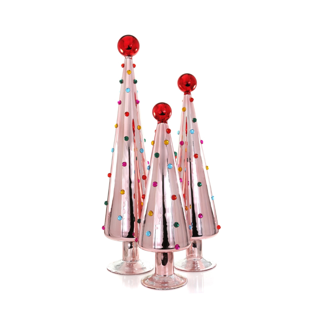 Dotted Glass Trees, Set of 3