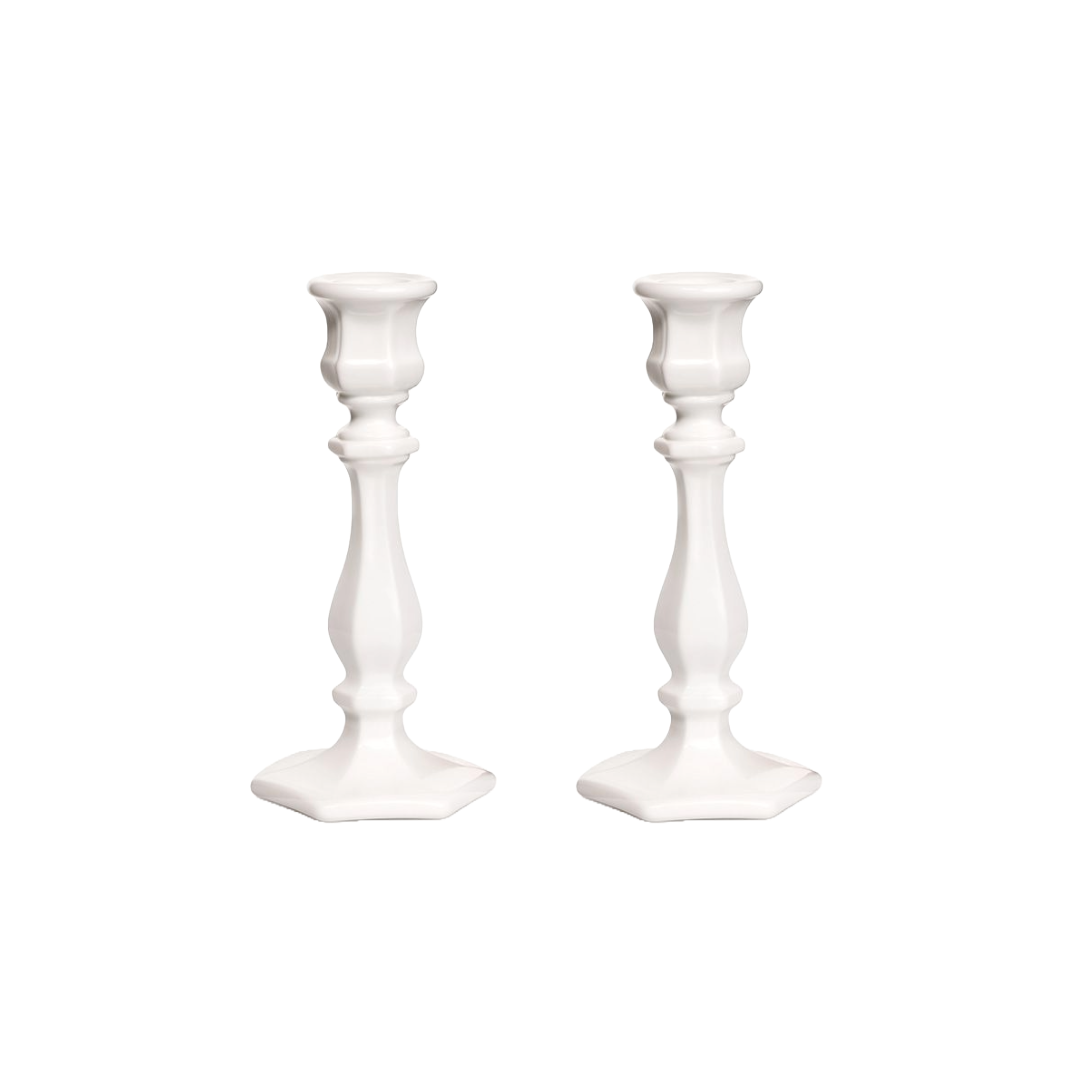 Milk Glass Candlesticks, Pair