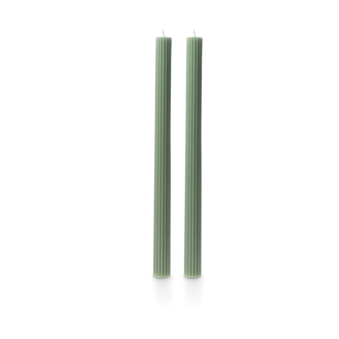 Essential Reeded Taper Candle Pair, Multiple Colors