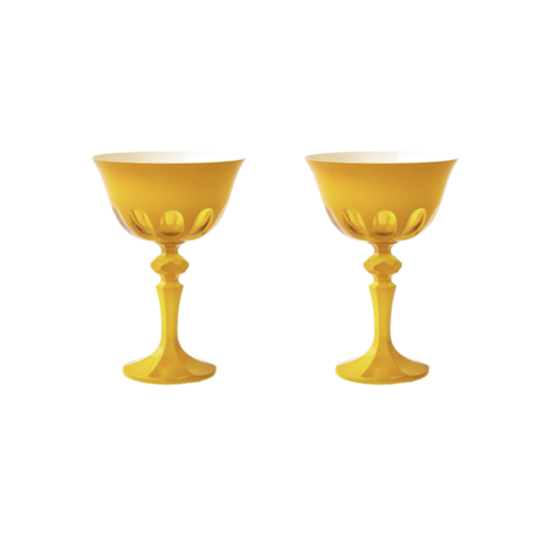 Rialto Glass Coupe, Saffron,  Set of 2