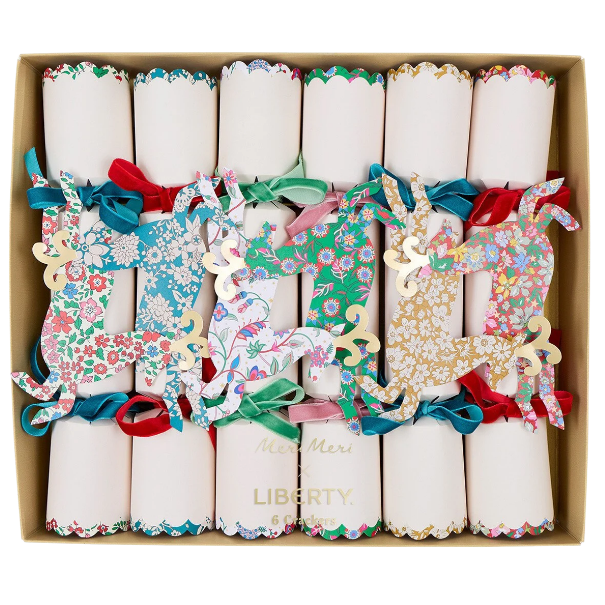 Meri Meri x Liberty Reindeer Crackers, Set of 6