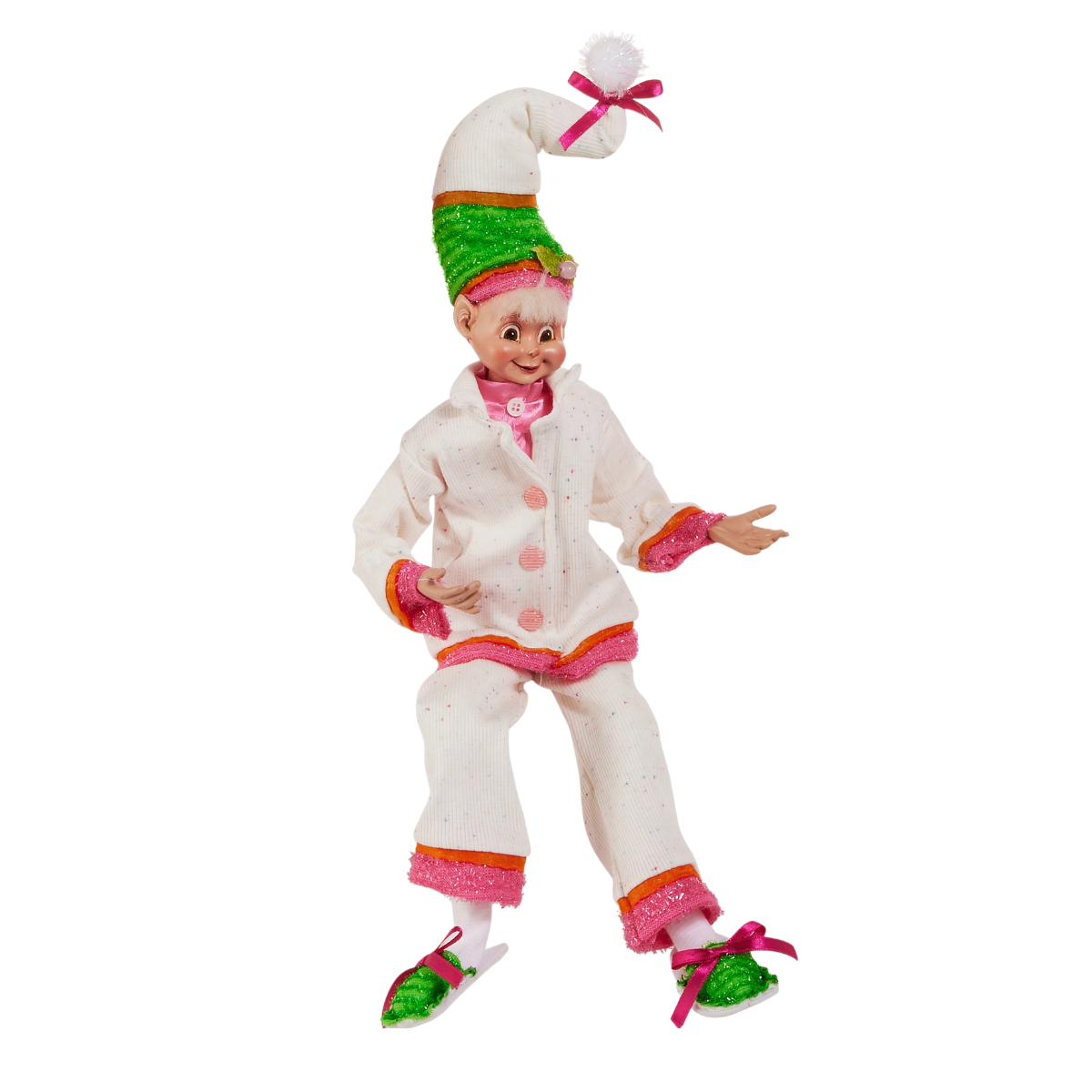 PJ Jolly Large Posable Elf, White Pajamas