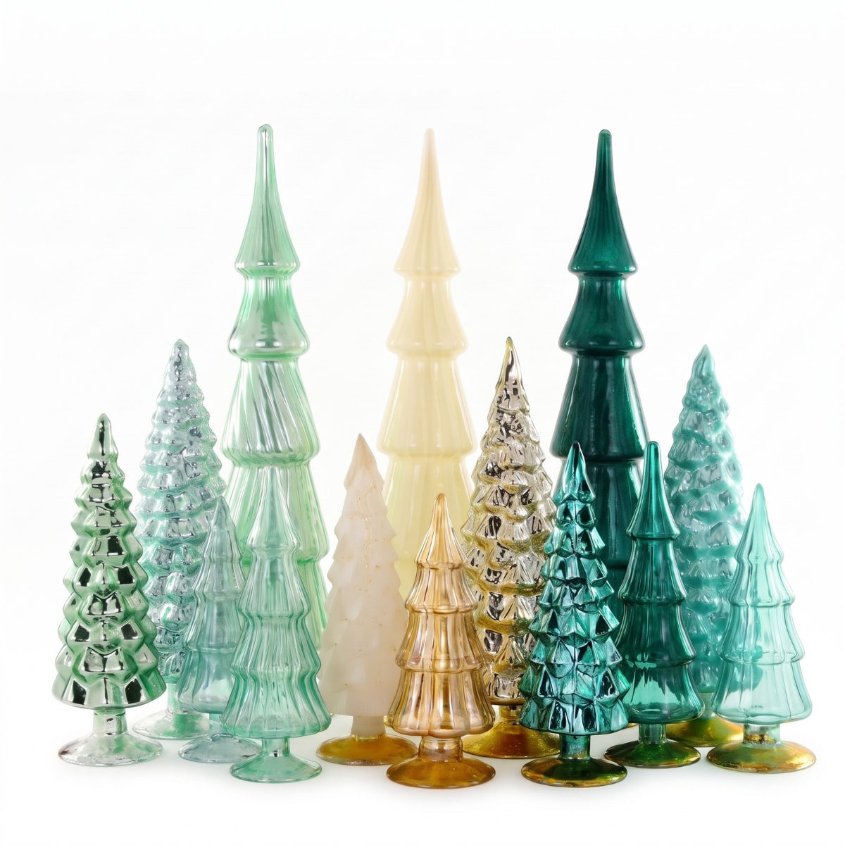 Grand Forest Glass Trees, Set of 15
