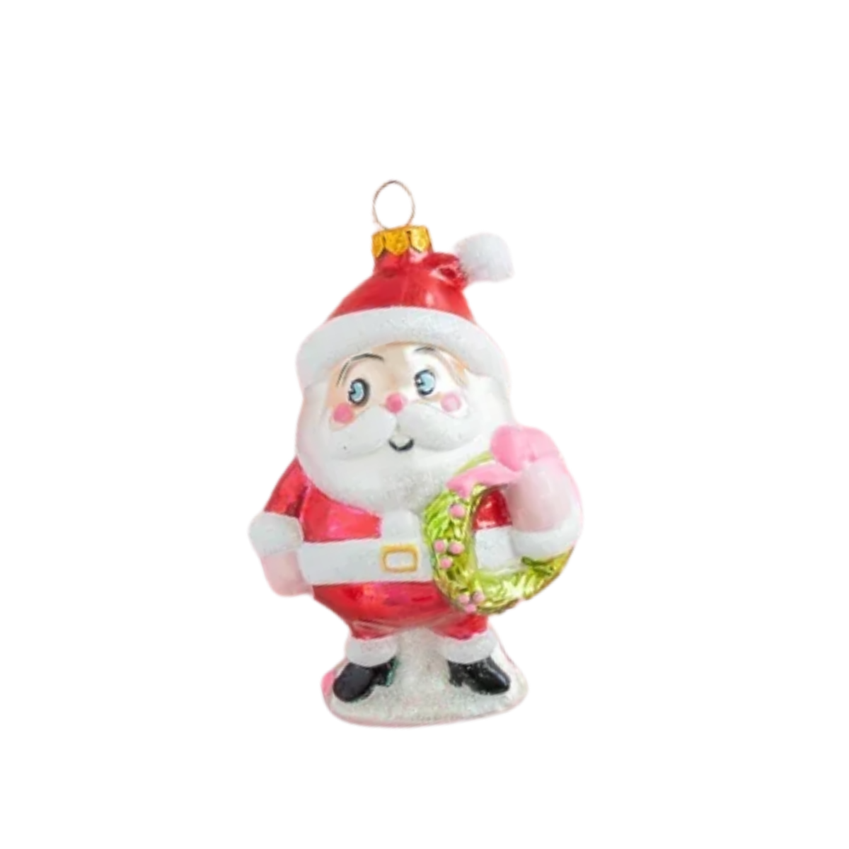 Glitterville Christmas Baby Papa Noel Ornament, Wreath