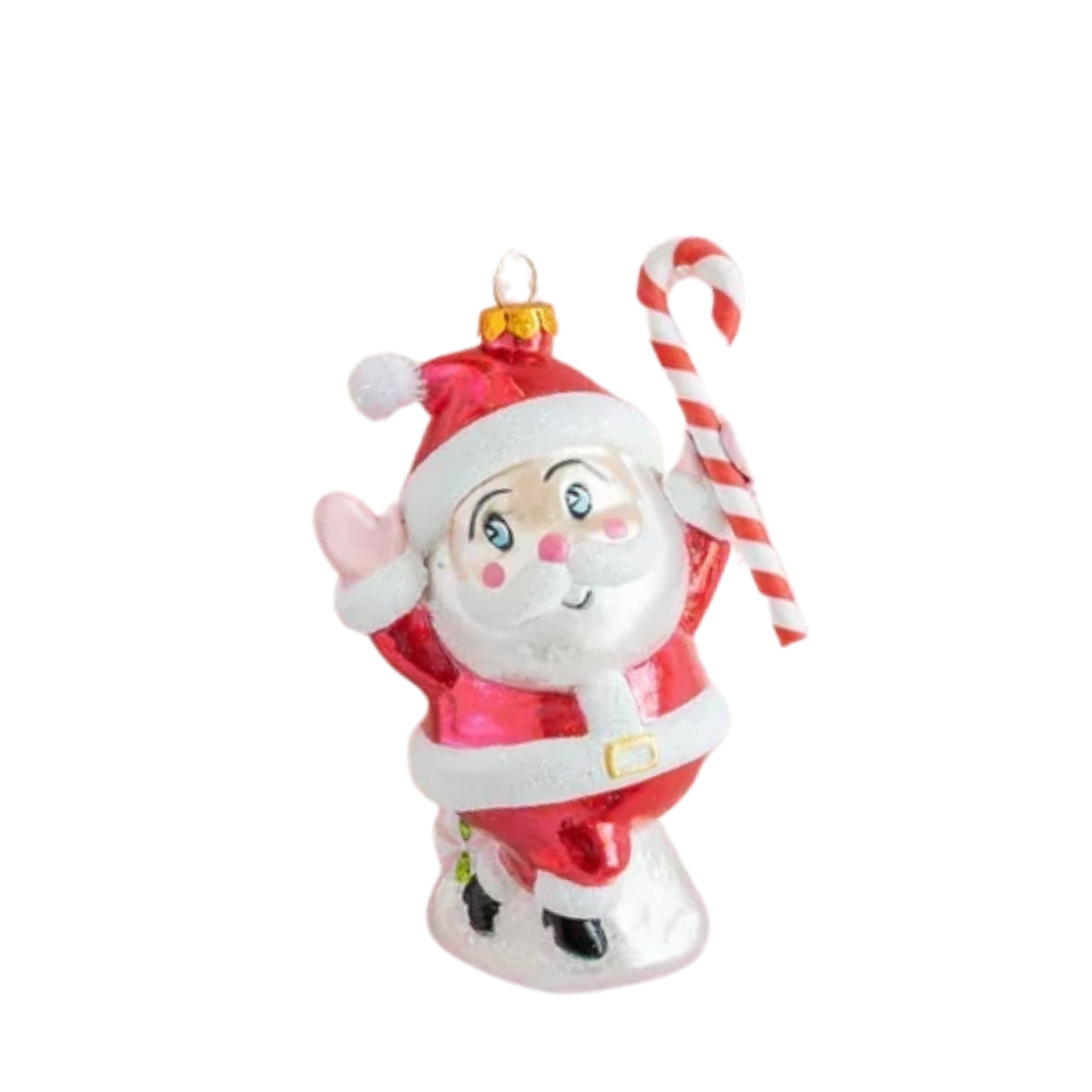 Glitterville Christmas Baby Papa Noel Ornament, Candy Cane