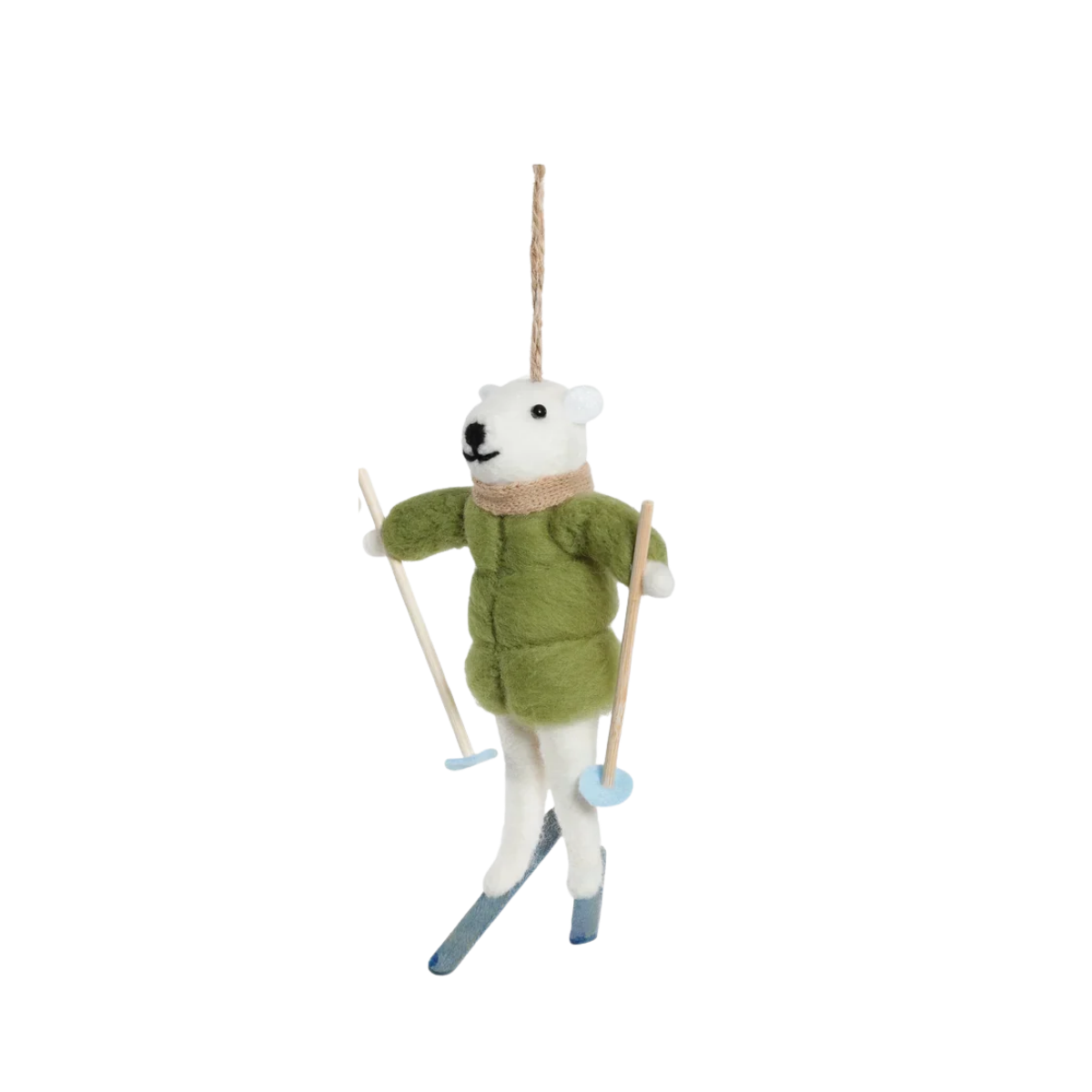 Ski Friends Felt Ornament, Green