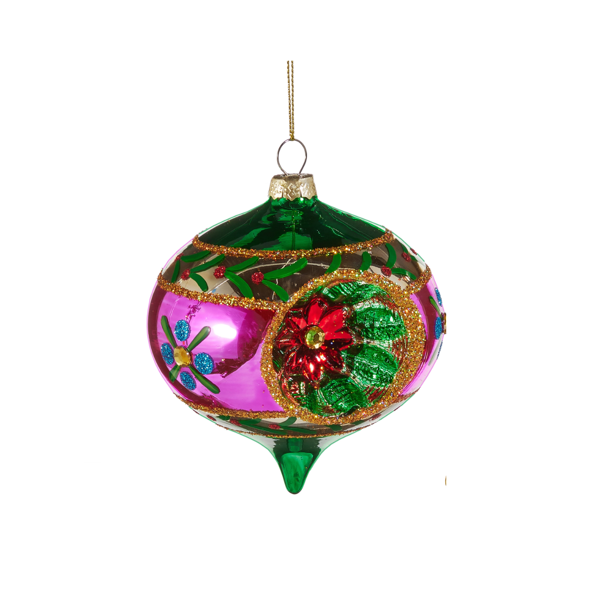 Baubles Floral Eye Ornament, Round Drop