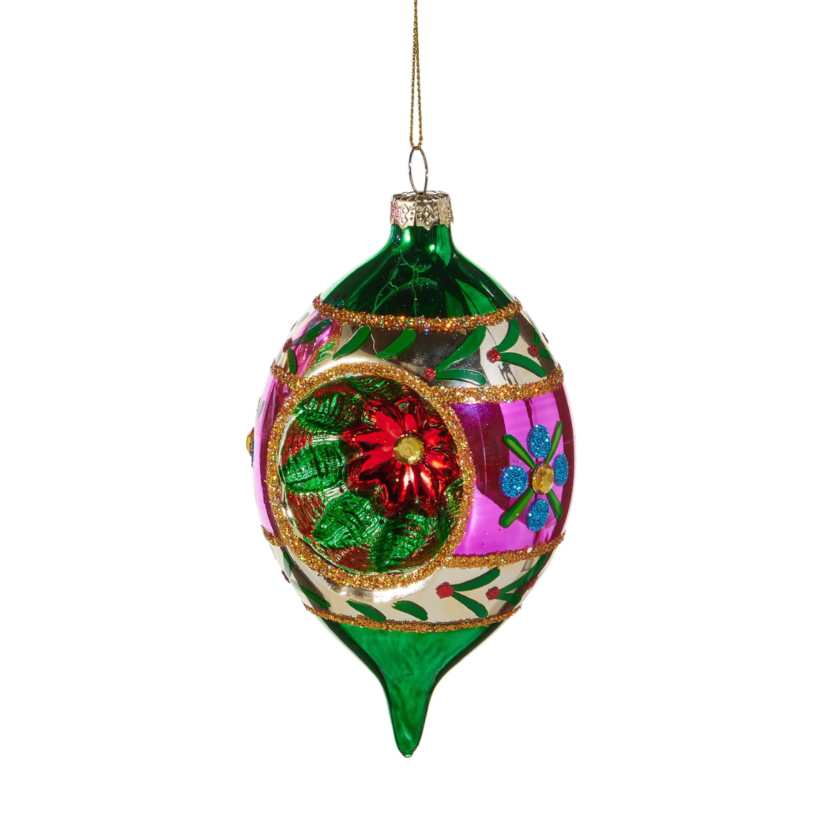 Baubles Floral Eye Ornament, Oval Drop