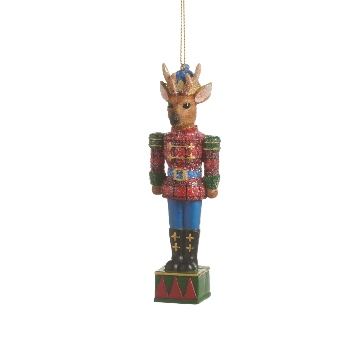 Stately Deer Nutcracker Ornament, Red