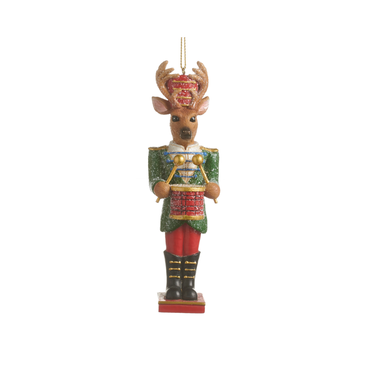 Stately Deer Nutcracker Ornament, Green