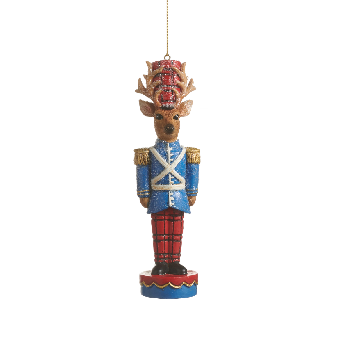 Stately Deer Nutcracker Ornament, Blue