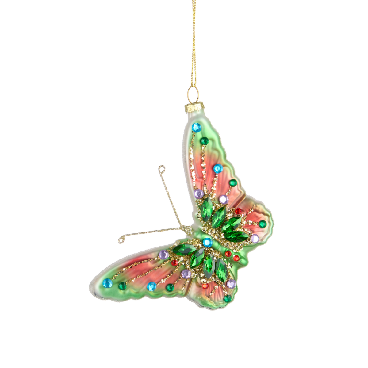 Cocoon Butterfly Ornament, Green Multi