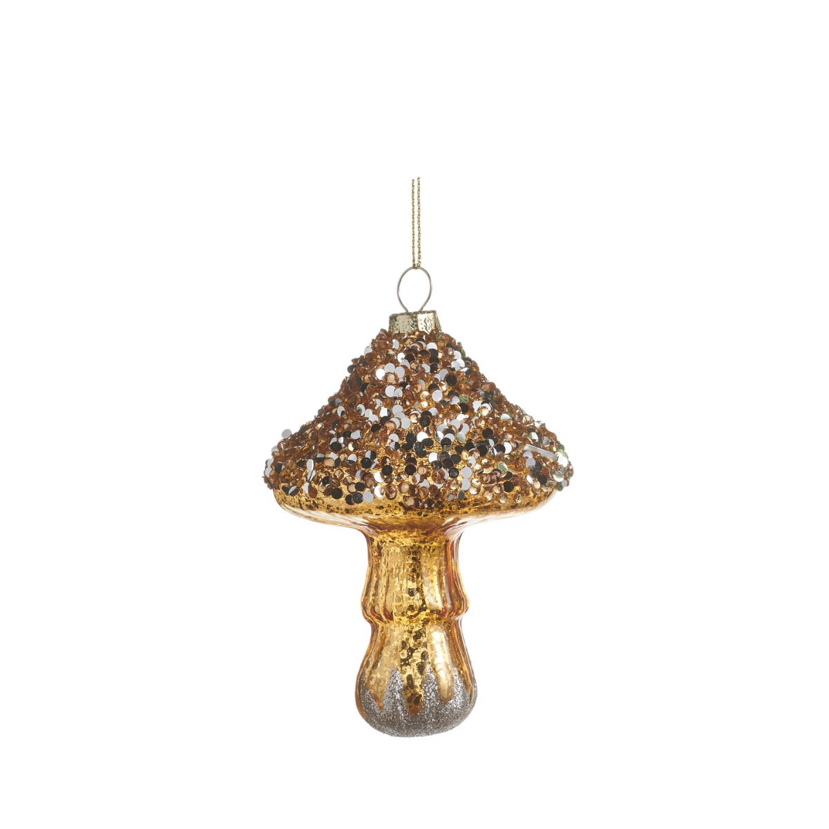 Frosted Fungi Ornament, Golden