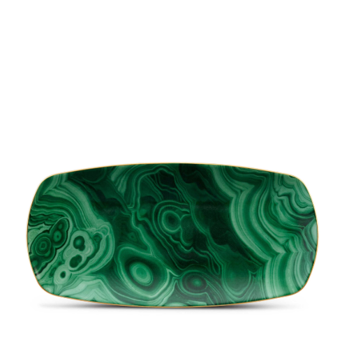 L'Objet Malachite Rectangular Tray, Medium