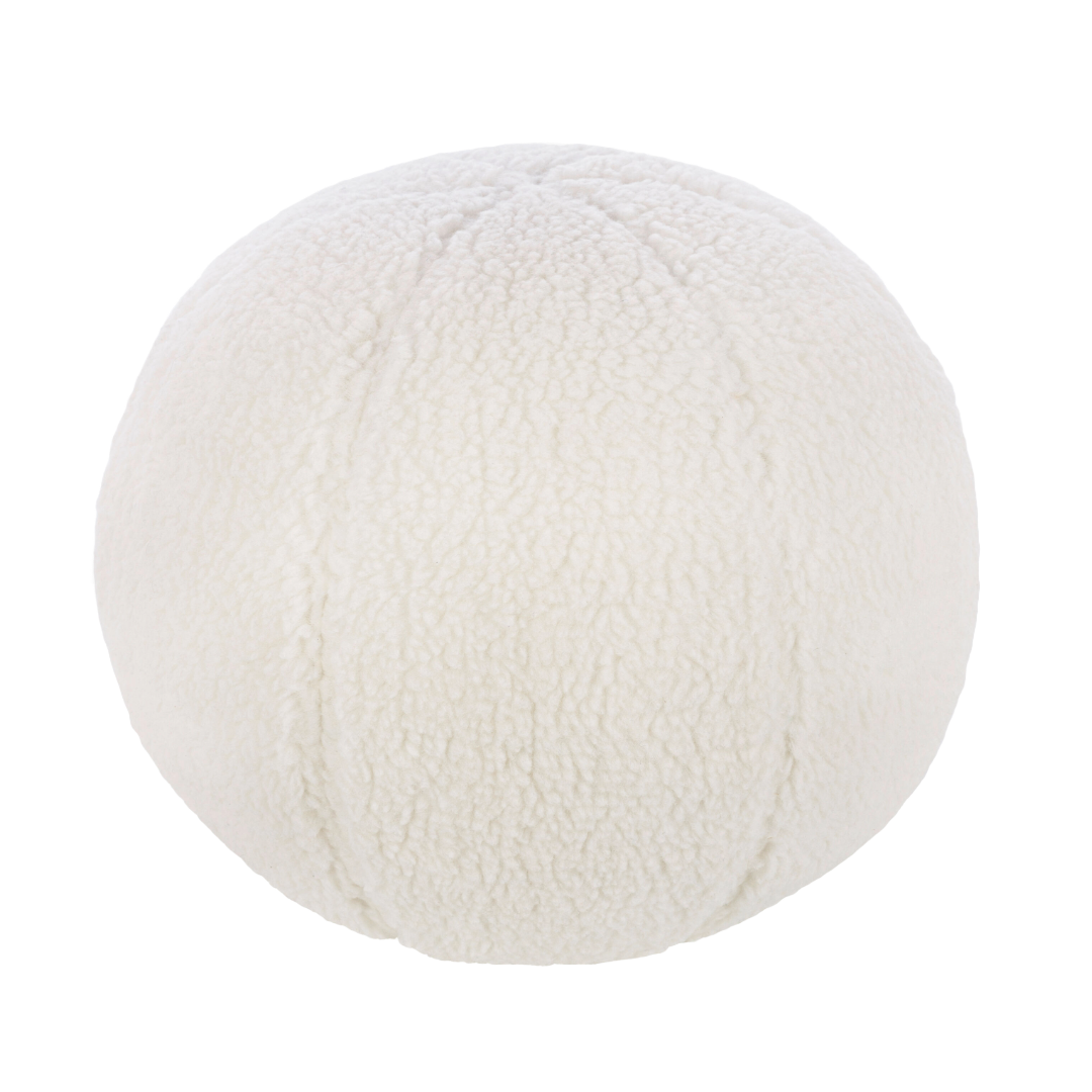 Lafayette Sphere Pillow, Ivory Faux Shearling